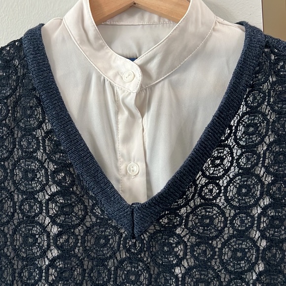 Simply Vera Vera Wang Mock-Layer Sweater in Navy Blue - Picture 7 of 12